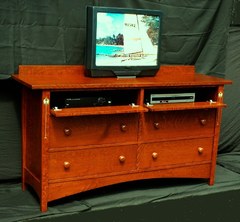 Custom Gustav Stickley Harvey Ellis Inspired Inlaid Dresser Entertainment Center